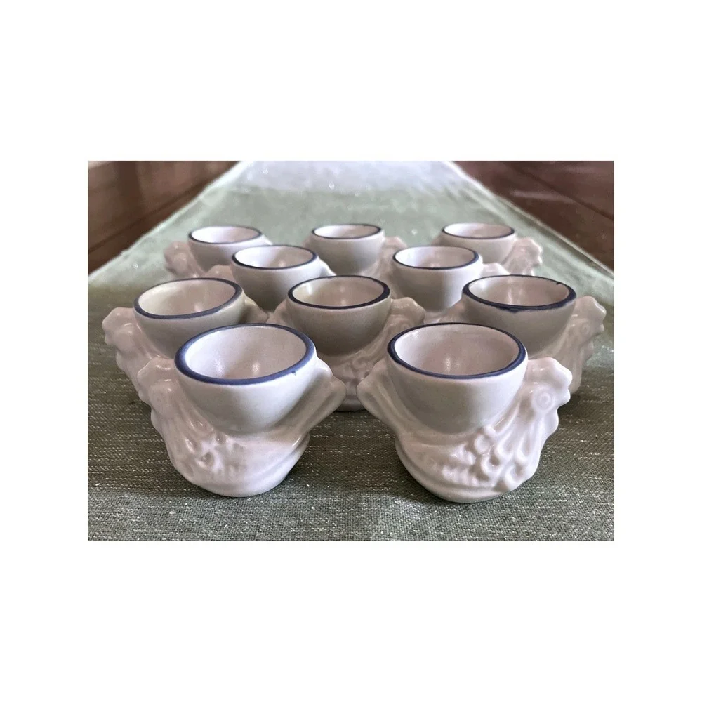 PFALTZGRAFF YORKTOWNE USA Set Of 10 Egg Cups Hen And Egg